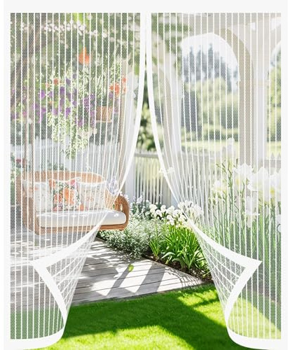 Magnetic Fly Screen Door 89 x 208 cm Keeping Out Flies & Bug, Keep Fresh Air in Fly Screen Door Hands Free, Automatically Closes Curtain for Balcony/Children's Room, White