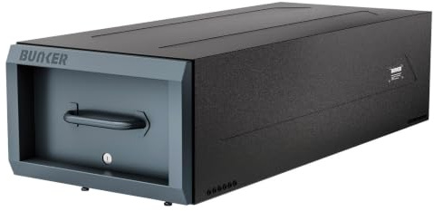 BUNKER S1 Van Storage Drawer - Lockable Heavy Duty Tool Box with GPS Holder | Grey Heavy-duty lockable van drawer with ball-bearing slides, fixing points and Sold Secure & Secured by Design.