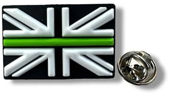 Dünne grüne Linie Union Jack 3D Silikon Pin Anstecker britische Flagge Design