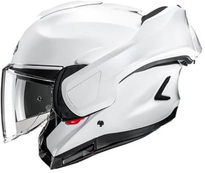 HJC F100 Motorbike Helmet. Pearl White. Dual Visor Modular 180° Flip Front. ECE22.06 Rated Motorcycle Helmet (XS) 54/55cm