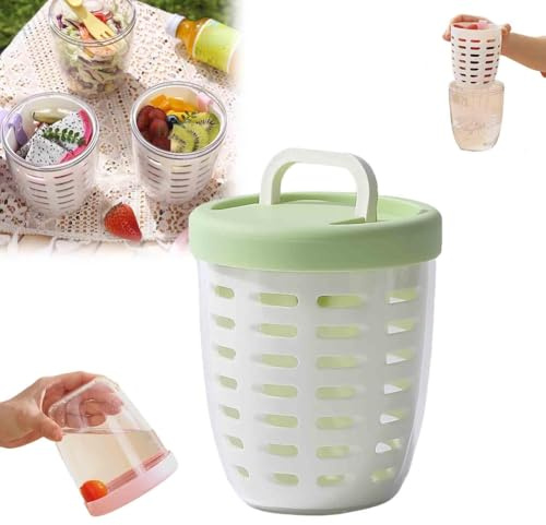 Fegtrtyoa Fruit Cup with Strainer Salad Container Includes Fork Sealed Leak-Proof Salad Box B