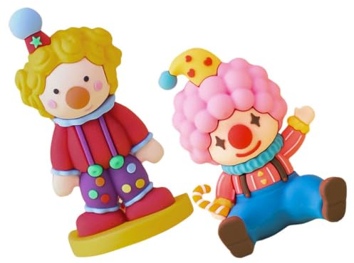 MOTHNUR 2 Stück Miniatur-Clown-Ornamente Aus Weichem Kunststoff Bunte Mini-Clown-Figuren Für Tischdekoration Kuchen Bonsai Miniaturgarten Spielhaus Und Karneval Deko