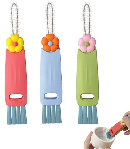 3 in 1 Cup Lid Gap Cleaning Brush, Portable Cup Lid Water Bottle Cleaner Brush Set for Bottle Gap Tight Spaces Cup, Multifunctional Bottle Crevice Cleaning Brush for Home Kitchen Cleaning Tools, 3 Pcs