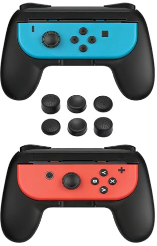 JYYWTSI Accessori Controller Nintendo Switch – Kit Grip Joy-Con con 2 Supporti Controller + 6 Cappucci Joystick, Accessori Controller Switch per Miglior Controllo