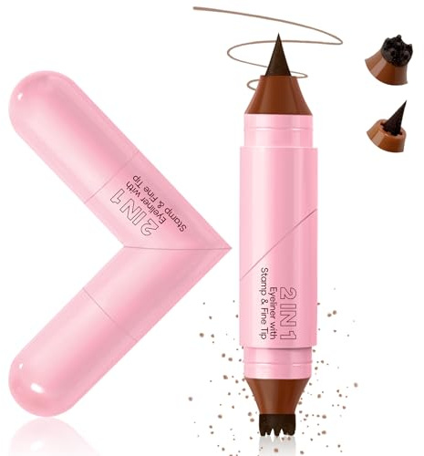 Noerrors 2 in 1 Drehbarer Freckle Stamp&Eyeliner Pen, Falsche Freckles 6 Soft-Dot Sommersprossen Stempel Stift&Eye Liner, Wasserfest Freckle Stain für Natürlich Lebensecht Sunkissed Makeup,Hellbraun