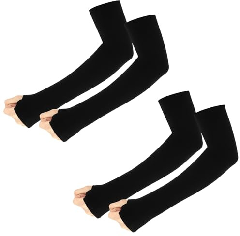 Ouligay Lot de 2 paires de manchons de protection solaire UV UPF 50+ - Manchettes de jeu - Manchettes d'été rafraîchissantes pour homme et femme - Volley-ball, basketball, football, golf - Noir