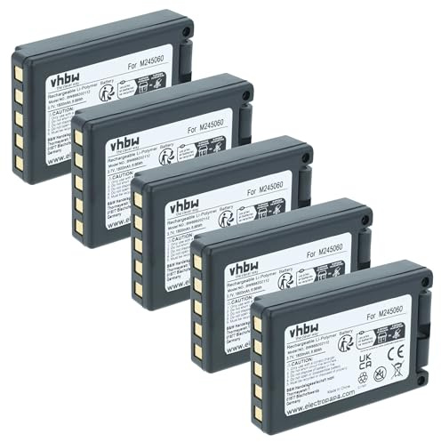 vhbw 5X Akku Ersatz für Teleradio M245060 | 22.381.2, D00004-02 für Industrie-Funkfernsteuerung Fernbedienung (1800 mAh, 3,7 V, Li-Polymer) - Schwarz