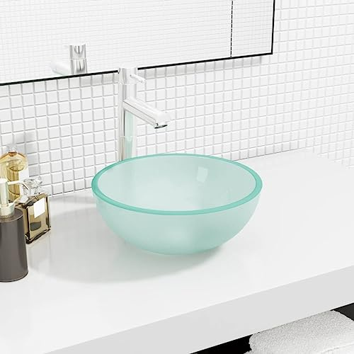 Lavabo en verre trempé mat 30 x 12 cm - Pour salle de bain, buanderie, salle d'eau