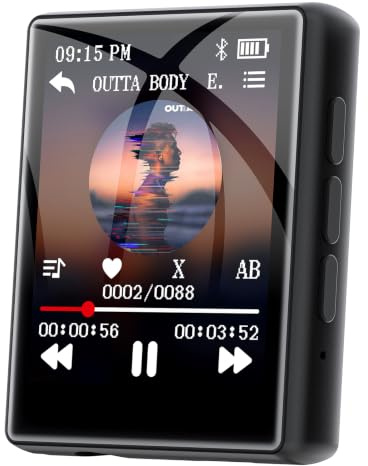 64GB MP3 Player Bluetooth 5.3, 1,8 Zoll Mini MP3 Player mit Lautsprecher | HiFi Sound, FM Radio, E-Book, Aufnahmefunktion, 6 Musikmodi, Mini Musikplayer, bis zu 128GB (Schwarz, nur 55g)