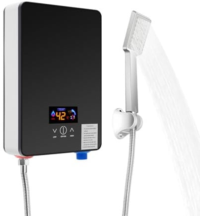 Chauffe-eau électrique compact avec kit pommeau de douche, 6500 W, chauffe-eau instantané IPX4, étanche, chauffage de douche sans réservoir pour salle de bain et cuisine