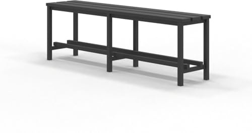 Spacio Banco Metálico Norrköping Estilo nórdico para Uso Profesional o en hogar, para vestuarios, habitación, decoración Incluso Exterior. Bancada para Personas en Acero. (1,5 Metros Negro)