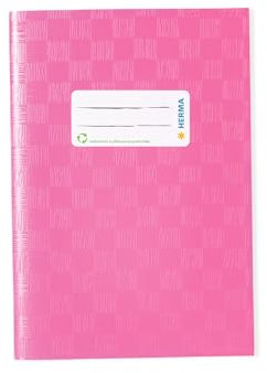 HERMA 7431 Heftumschläge A5 Bast Rosa, 25 Stück, Hefthüllen mit Beschriftungsetikett & Baststruktur aus strapazierfähiger & abwischbarer Polypropylen-Folie, Heftschoner Set für Schulhefte, farbig