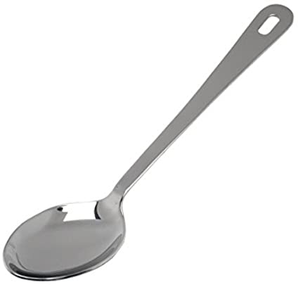 Genware 300014 Stainless Steel Serving Spoon with Hanging Hole, 14 inches Length