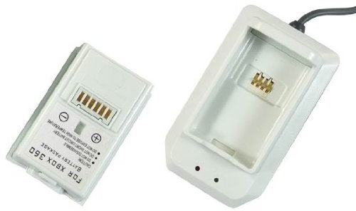 OSTENT Stazione Dock di Ricarica USB + Batteria Ricaricabile per Controller Wireless Microsoft Xbox 360 Colore Bianco