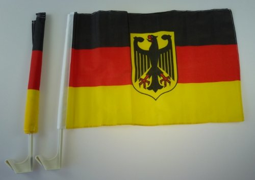 2 Stück Autofahnen in BRD Farben mit Bundesadler, WM, EM, Fanartikel, Deutschland, Autoflaggen, Deutschland Fanartikel