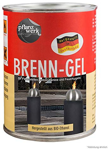 Pflanzwerk® Pflanzkübel Feuerkugel Premium BRENNGEL *Bio-Ethanol* *Rußfrei* *Rauchfrei* *Deutsche Qualitätsware*VE6