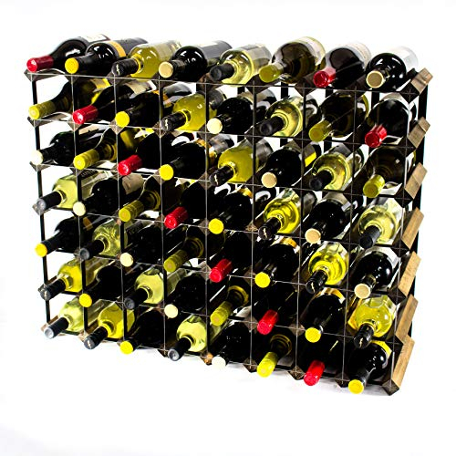 Cranville wine racks Madera Classic Nogal 56 Botella y Vino del Metal Negro en Rack ya montado