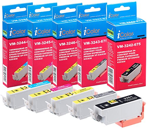 iColor Multipacks, Kompatibel mit epson drucker: Tintenpatronen ColorPack Epson (ersetzt T3357 / 33XL), BK/PBK/C/M/Y (Druckerpatronen Multipack, Expression Premium XP 7100, Kompatibel mit drucker)