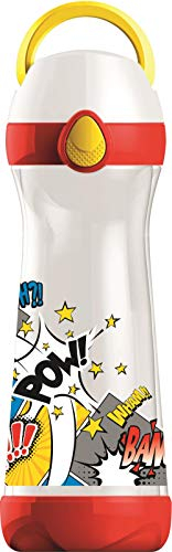 Maped Picnik Concept - Gourde Enfants avec Capuchon et Poignée - Système Anti-Gouttes et Etanche - Nettoyage Facile avec Base Dévissable - Plastique sans BPA - Comics - 580ml