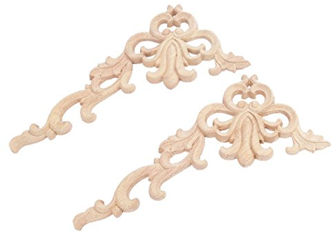 MUXSAM 2pcs 20 * 10cm(Rechts) Europäische Art Holz Skulptur Corner Flourish Application Dekoration für Möbel Wand Tür