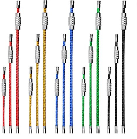 30 pièces Porte-clés en Fil Métallique, CNYMNAY 10cm 15cm 22cm Porte-clés Câble Boucles Porte-clés 2mm avec Connecteur en Acier Inoxydable pour Randonnée Étiquettes d'identification de bagages