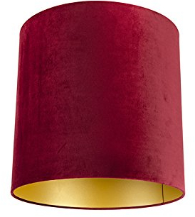 QAZQA Baumwolle Velour Lampenschirm rot 40I40I40 mit Gold I Messingener Innenseite,