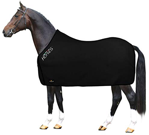 Horses, Fleece Pferdedecke, Basismodell, weich und bequem, ideal für Transport und Feierabend, Größe XS-120cm bis XXL-162cm, erhältlich (Schwarz-155 cm)