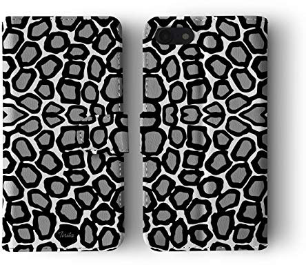 Tirita Wallet Phone Case for iPhone 5 / 5s / SE 2016 With Card Holder – Vegan Leather Flip Case/Cover for Women [10. Animal Print Giraffe Grey]