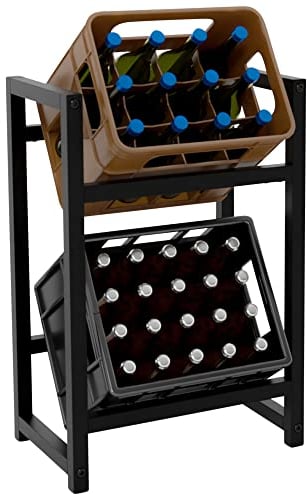 CLP Getränkekistenständer Stack I Platzsparendes Robustes Kistenregal für Getränkekisten I In verschiedenen Größen und Farben erhältlich, Farbe:schwarz, Größe:75x47x31 cm