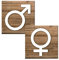 Logbuch-Verlag SET 2 Stück WC Schild Frau und Mann - Männer + Frauen Gender-Zeichen Toilette selbstklebend Toilettenschild Türschild Holz-Optik braun weiß 12x12 cm