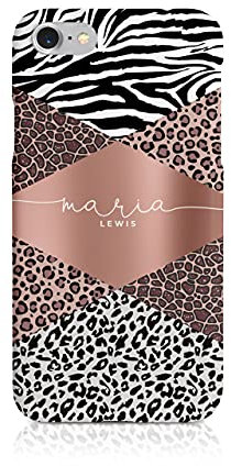 Tirita Personalised Phone Case for iPhone 7 & 8 – Hard Case or Cover With Custom Name or Initials – Cute Personalised Gift for Women or Girls [22. Leopard Print Animal]