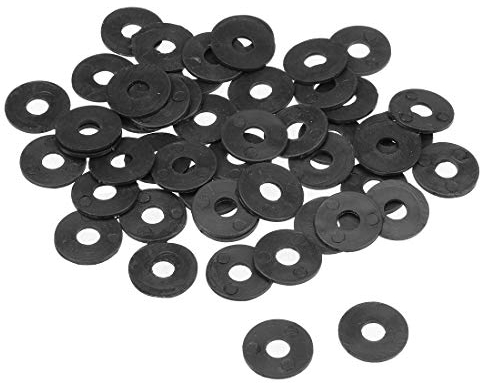 sourcing map 50Stk, Nylon Flache Unterlegscheiben M5 für 5 mm ID Schraubenbolzen 15 mm AD 1 mm Dick Distanzhülsen Dichtungsringe Beilagscheiben für Wasserhahn Rohr Wasserschlauch Schwarz