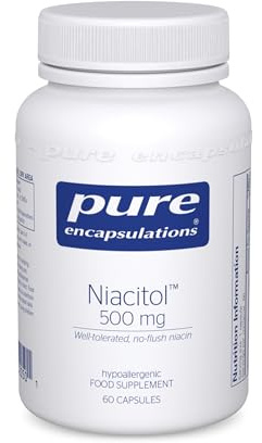 Pure Encapsulations Niacitol (Vitamin B3) 500mg, 60 Vegetarian Capsules | Energy Metabolism & Nervous System Support, 500mg No-Flush Niacin Vitamin B3, Reduces Tiredness & Fatigue