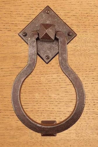 Battente forgiato battacchio forma a pera per porte e portoni in legno massello finitura ruggine MADE IN ITALY linea IL FORGIATO misure cm.70x120,diametro 8 mm.