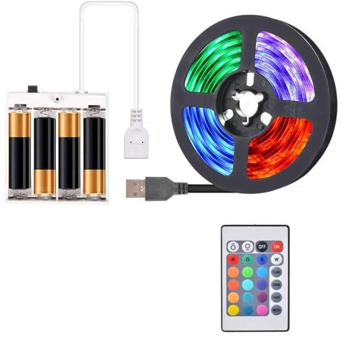 USB Powered LED Strip Light RGB + Battery Box + Controller Multi Color 1M