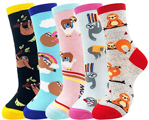 Belloxis Faultier Socken Damen Faultier Geschenk Lustige Bunte Socken Damen 35 – 38 Baumwollsocken Witzige Socken Geschenk für Frauen Mädchen