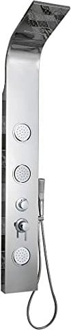 Ogomondo Pannello Colonna Doccia Joy Acciaio Inox 3 Getti Idro e Cascata H150xL20xP44 Ugelli Anticalcare