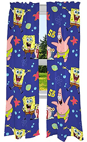 Franco Fenstervorhänge für Kinderzimmer, 208,3 x 213,4 cm, Spongebob Schwammkopf