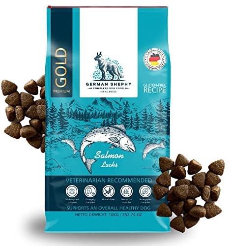 Hypoallergen | Getreidefreies Hundefutter trocken | Mit Lachs & Kartoffel | Für gesunde Haut & glänzendes Fell | Mit hohem Fleischanteil | Leicht verdaulich (10kg)