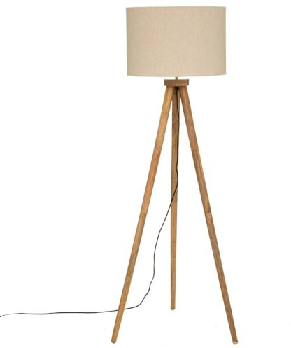 Atmosphera - Lampadaire trépied Olga - noir - bois H150