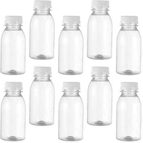 UPKOCH 10 StüCk 100ml Transparente Pet Flaschen Mit Sicherheitsdeckel, Ideal FüR Saft, Milch, Wasser, Wiederverwendbare Und Auslaufsichere BehäLter FüR Unterwegs, Picknick, Sport Und Schule