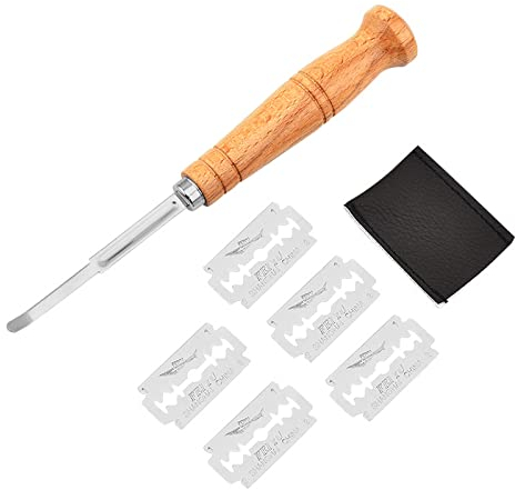 Tokaneit Cuchillo de Panadero,Herramienta de Corte de Pan,Cuchillo para Masa,Cuchillo de Pan,con 5 Cuchillas de Afeitar,para DIY Pan Masa Hornear Cocina Bricolaje