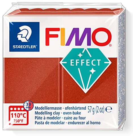 STAEDTLER ofenhärtende Modelliermasse FIMO Effect, metallic Kupfer, hochbrillanter Metallic Glanz mit mineralischen Glimmerpartikeln, Normalblock 57g, weich und geschmeidig, 8010-27