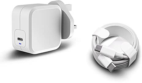 AJPARTS UK New USB-C Compatible with Amazon Fire HD 8 Tablet 45W Charger Power Delivery White UK Wall Plug Type-C Quick Charging Adaptor PSU Cable