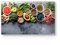 DEQORI Frühstücksbrett Glas | klein 23x14 cm | Motiv Auswahl an Superfood | Design Schneidebrett für Küche | Frühstücksbrettchen antibakteriell & rutschfest | Glasplatte & Servierplatte