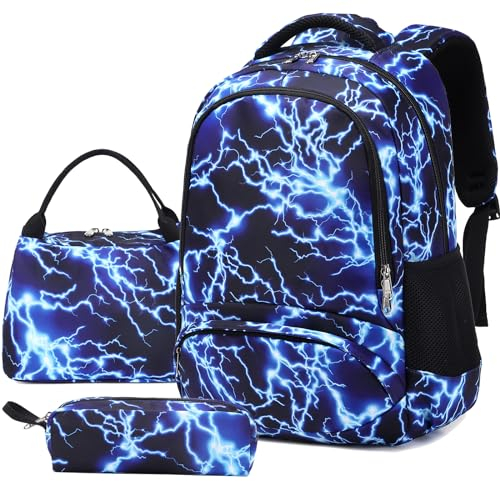 Kimwadalh Jungen Rucksack Schulranzen Jungenrucksack Rucksack Kinderrucksack Jungen Schulrucksack Schultaschen Set mit Lunchpaket Federmäppchen Teenager School Backpack