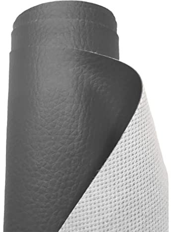 A-Express Strutturato Tessuto Ecopelle Materiale Granulato Morbida Finta pelle Vinile Materiale - Grigio scuro Mezzo Metro (50cm x 140cm)