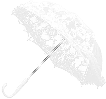 Mrisata Paraguas de Encaje, Sombrilla de Encaje Vintage, Sombrilla de Boda Nupcial, Sombrilla de Mujer Hecha a Mano de Encaje Blanco, Sombrilla para Decoración de (B)