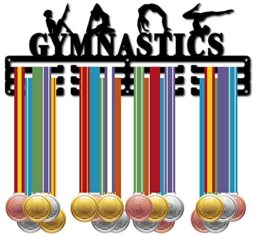 CREATCABIN Appendiabiti Medaglie Ginnastica Display Porta Medaglie Sport Rack Award Porta Cordino in Metallo Robusto Nuotatore A Parete Corridore Atleti Giocatori Regalo Oltre 60 medaglie 40x15cm