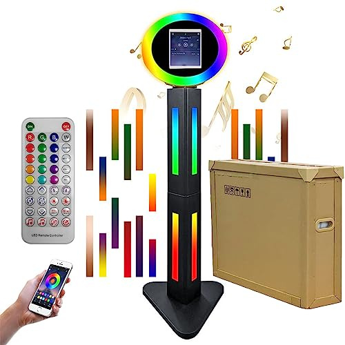 ZLPOWER Photo Booth Shell Stand for IPad 10.2'' 10.9'' 11'' 12.9'' with Software APP Control Light Box Music Sync Metal RGB Ring Light Photobooth Machine with Honeycomb Box for Rental Business